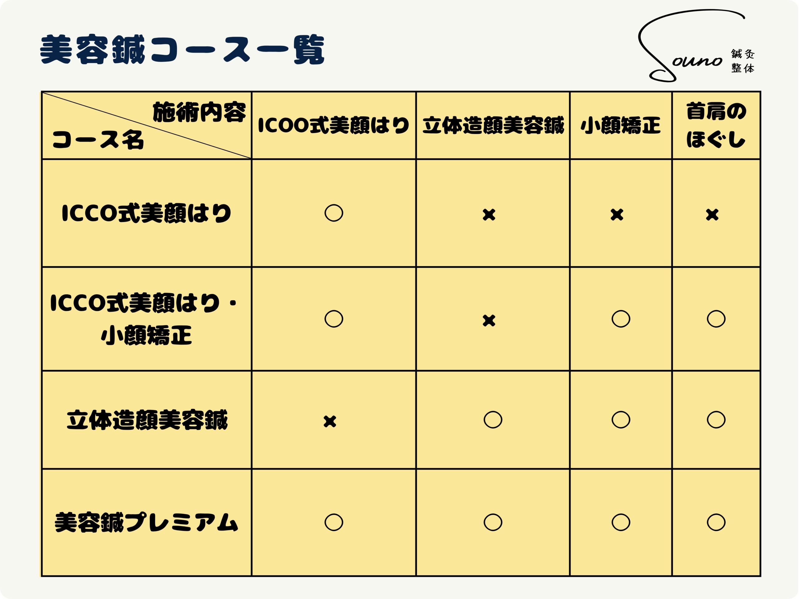 美容鍼コース一覧